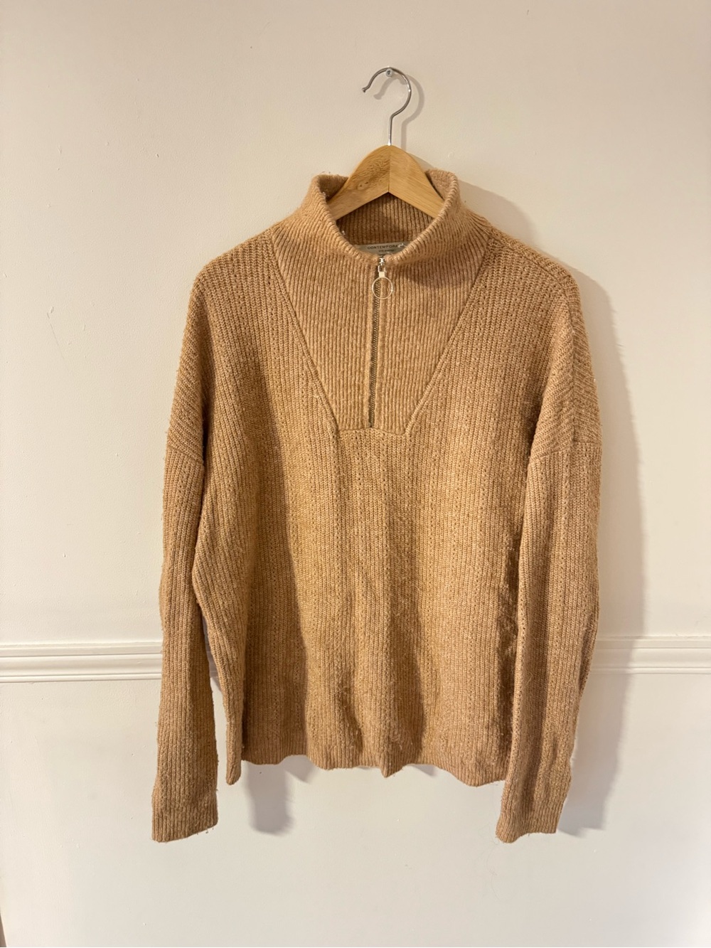 Simons Ribbed Half-Zip Sweater in Camel